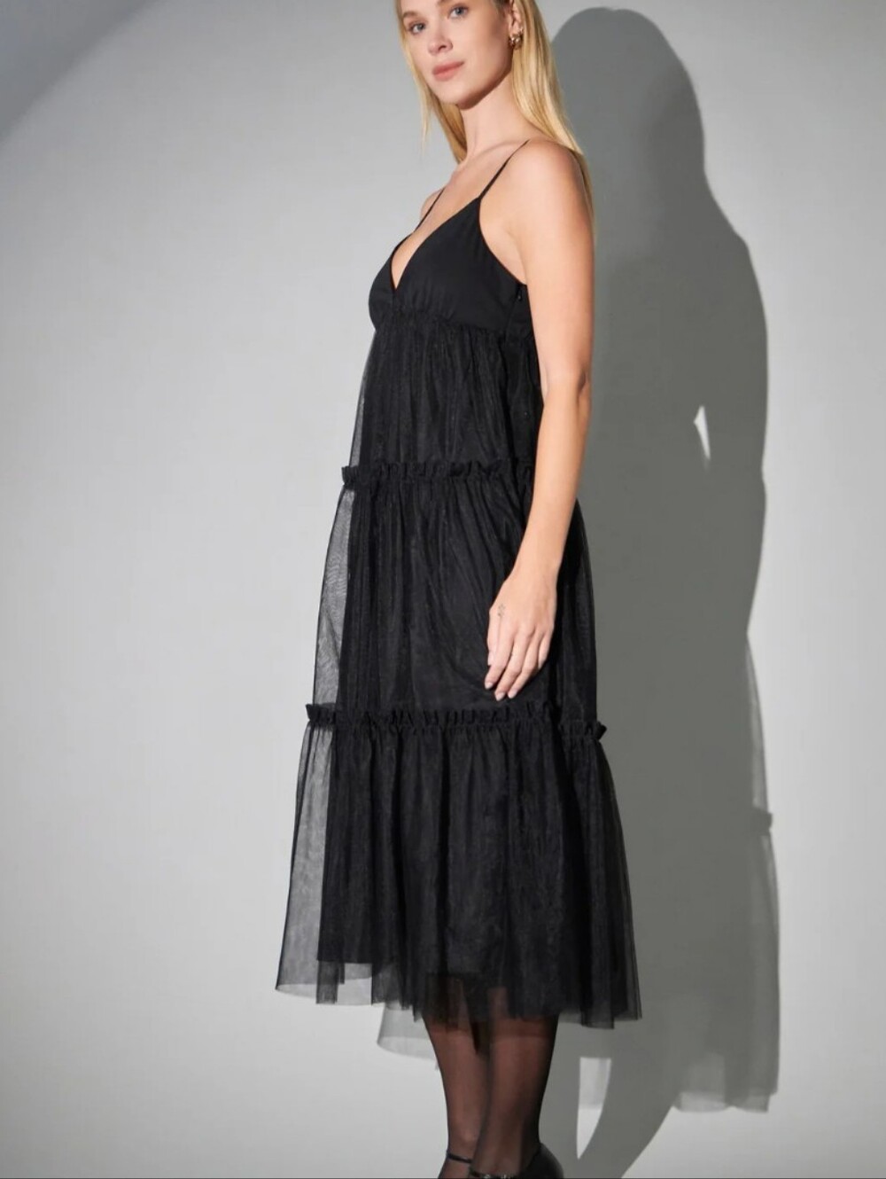 English Factory Tulle Contrast Midi Dress Sz M - Picture 3 of 7